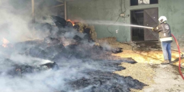 Harada çıkan yangında 70 balya saman yandı