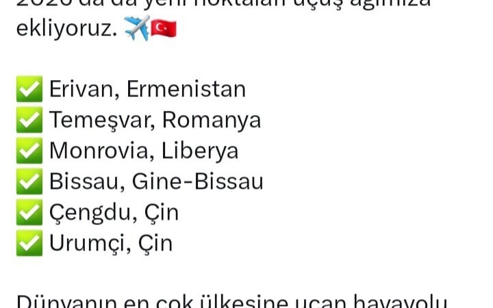 THY Genel Müdürü Bilal Ekşi 6 yeni rotayı duyurdu