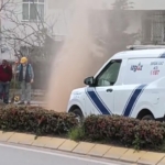 Derince’de delinen doğalgaz borusu mahalleliyi korkuttu