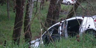 Pendik’te virajı alamayan sürücü ağaca çarptı