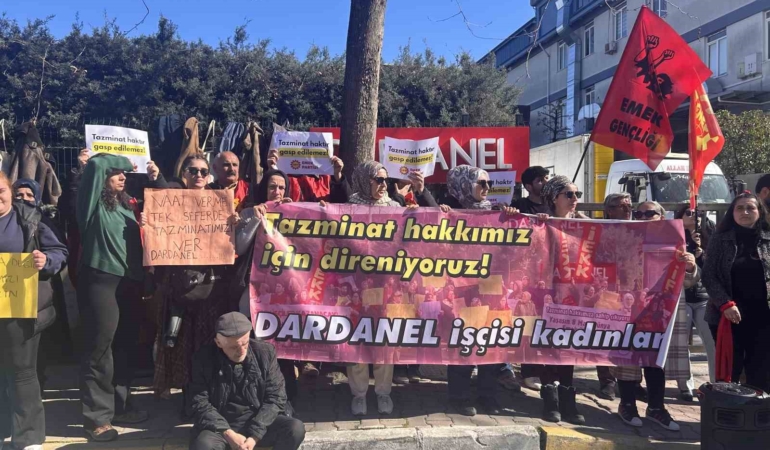 Dardanel’in kadın işçileri eylemde: Taksite bölünen tazminatlar aylardır ödenmedi