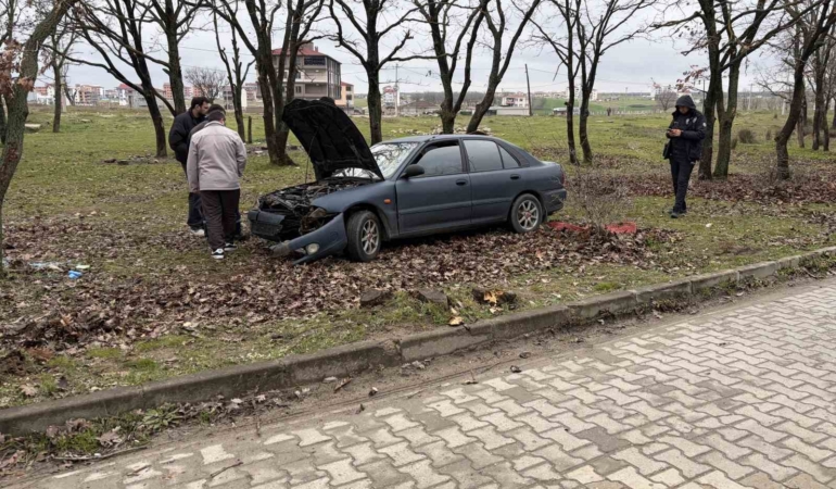 Kontrolden çıkan otomobil ağaçlık alana daldı: 1 yaralı