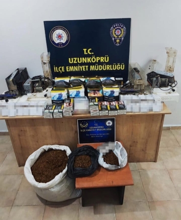 Edirne’de kaçak tütün ve makaron operasyonu
