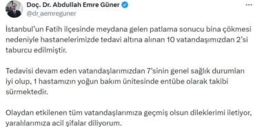 İstanbul İl Sağlık Müdürü Doç. Dr. Abdullah Emre Güner: "Tedavi altına alınan 10 vatandaşımızdan 2’si taburcu edilmiştir"