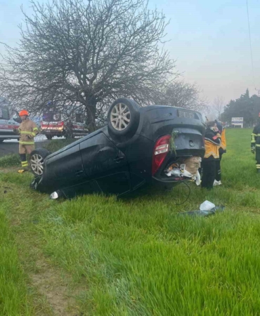Edirne’de takla atan otomobilin genç sürücüsü hayatını kaybetti