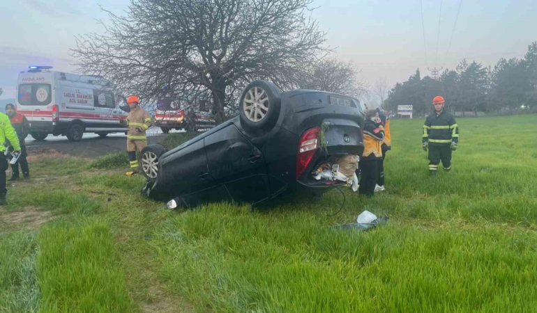 Edirne’de takla atan otomobilin genç sürücüsü hayatını kaybetti