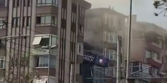 İzmit’te 7 katlı binanın çatısındaki bacadan çıkan yangın korkuttu