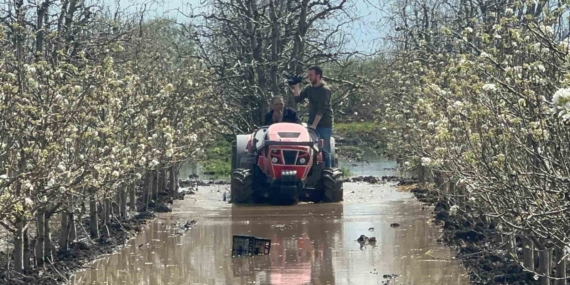 Bursa’da yüzlerce dönüm şeftali ve armut bahçesi su altında