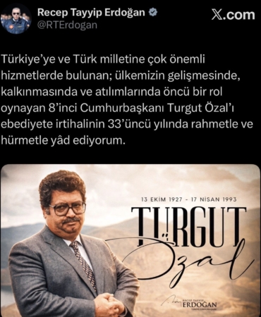 Cumhurbaşkanı Erdoğan, Turgut Özal’ı vefat yıl dönümünde andı