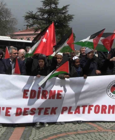 Edirne’de Filistin’e destek gösterisi
