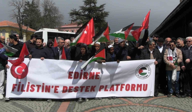 Edirne’de Filistin’e destek gösterisi