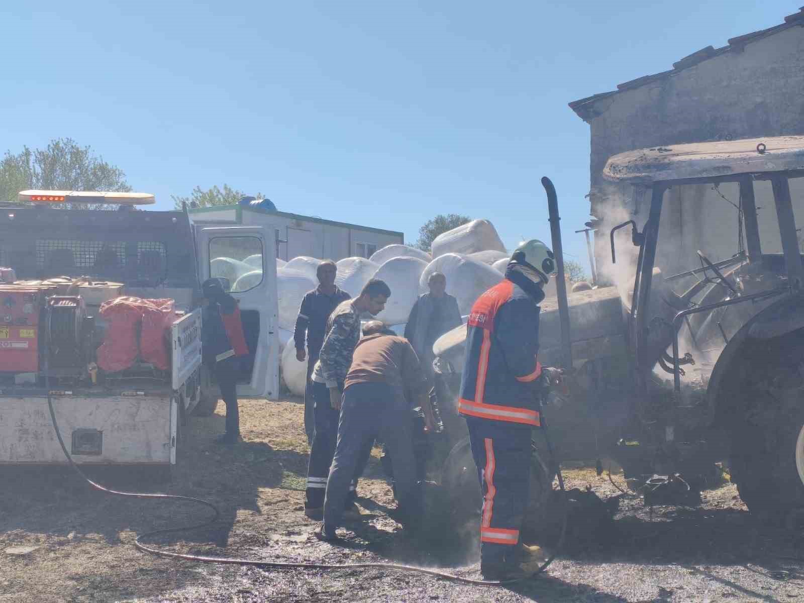 Keşan’da traktörde yangın