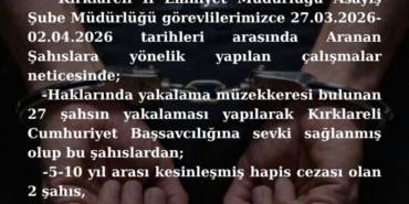Kırklareli’nde aranan 8 kişi yakalandı