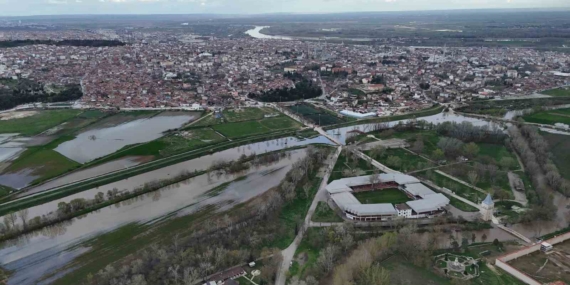 Tunca Nehri taştı, Sarayiçi havadan görüntülendi