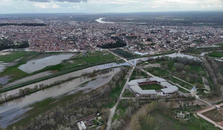 Tunca Nehri taştı, Sarayiçi havadan görüntülendi