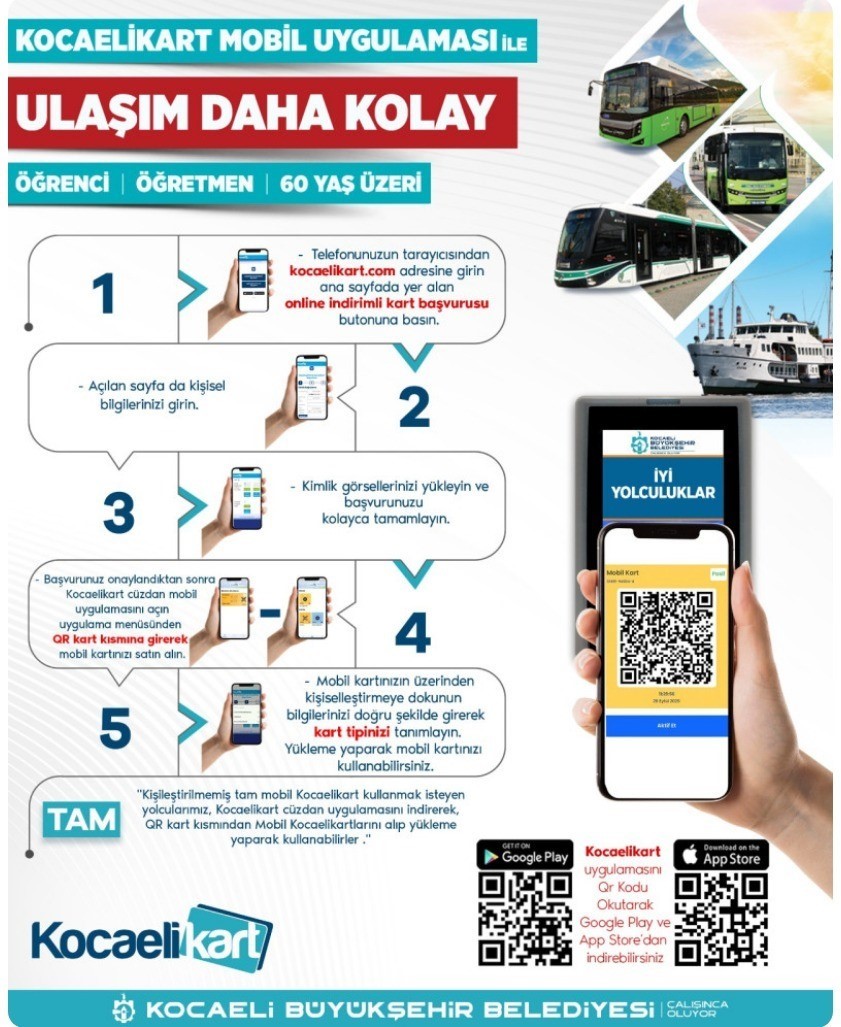 Kocaeli’de toplu ulaşımda online kart dönemi