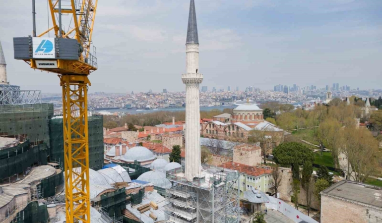 Ayasofya’nın kuzeydoğu minaresinde restorasyon tamamlandı