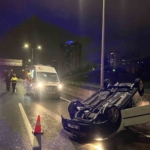 Tekirdağ’da otomobil takla attı, sürücü alkollü çıktı