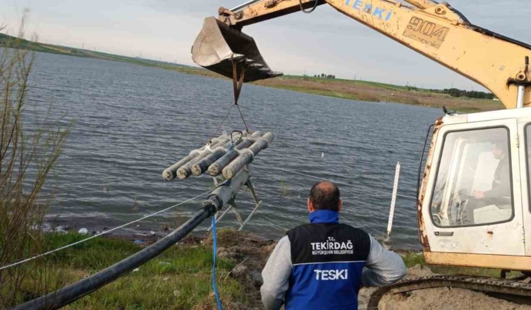 Türkmenli Göletine yüzer terfi istasyonu kuruldu
