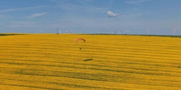 Tekirdağ’da sarı şölen: Paramotorlar sarı tarlaları gezdi