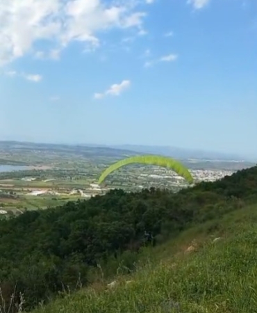 Paraşütü ile ormana daldı