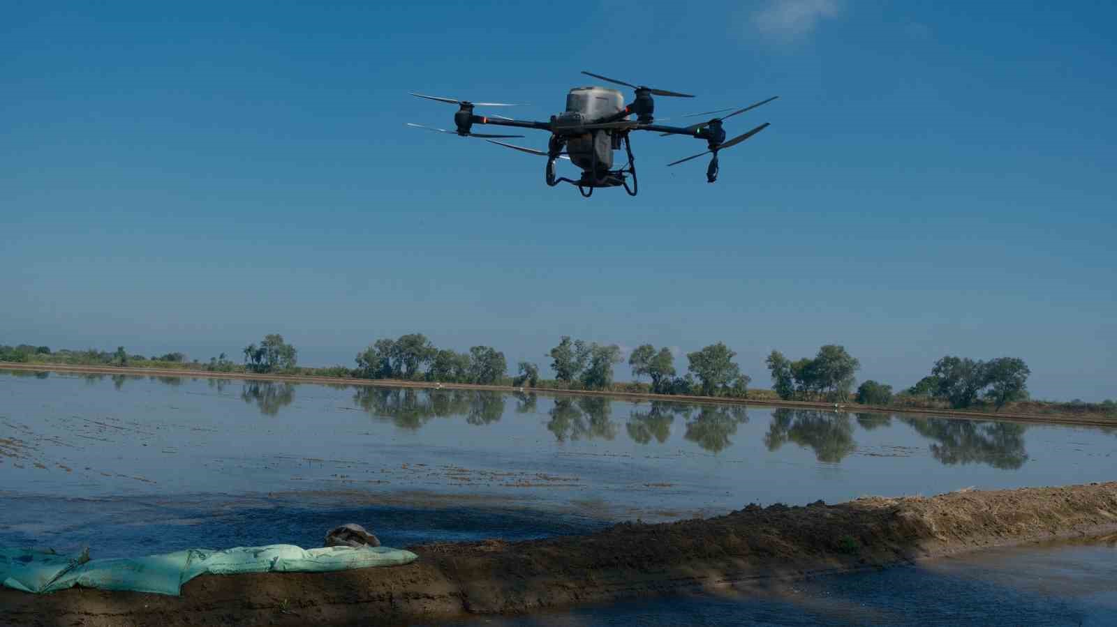 Dron ile çeltik ekimi