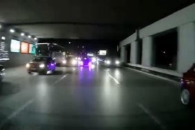 Makas atarak trafiği tehlikeye düşüren araç kamerada
