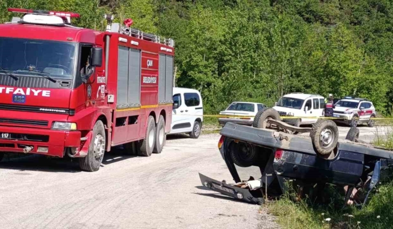 Çan’da takla atan otomobilin sürücüsü hayatını kaybetti